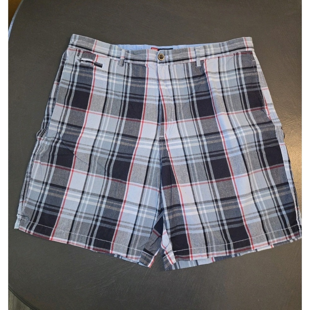 Chaps Plaid Flat Front‎ Shorts Mens Size 40 Blue Cotton Flat Front